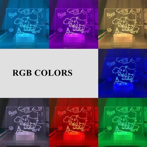 LED Acrylic Message Board Lamp – Wooden Base USB Night Light