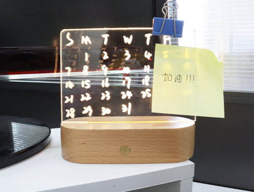 LED Acrylic Message Board Lamp – Wooden Base USB Night Light
